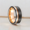 6mm Bague personnalisee tungstene noir rainure alliance homme femme