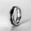 Anillo de hombre personalizado Tungsteno borde biselado resina negra