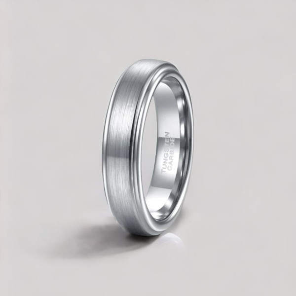 6mmB Bague personnalisee homme anneau tungstene noir ruban mat brosse