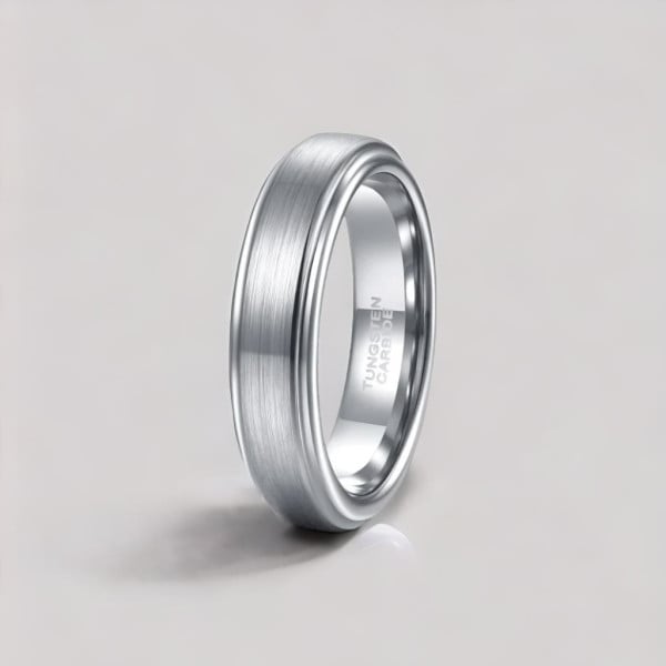 6mmB Bague personnalisee homme anneau tungstene noir ruban mat brosse