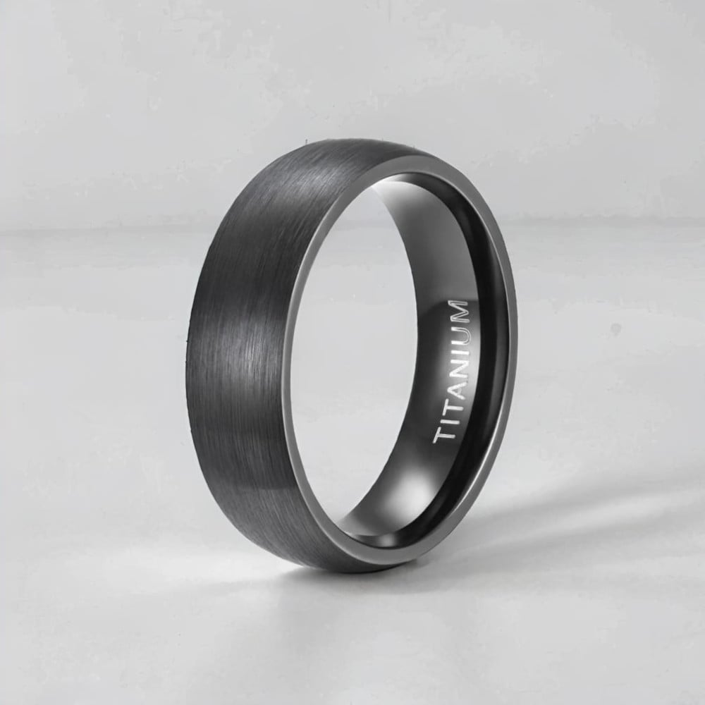 Personalized wedding ring brushed titanium ring