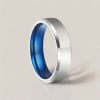 Bague homme titane bande brosse bleue personnalisee