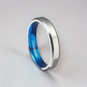 Bague homme titane bande brosse bleue personnalisee