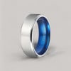 Bague homme titane bande brosse bleue personnalisee