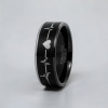 Fede nuziale personalizzata con battito cardiaco in tungsteno nero