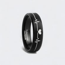 Personalized black tungsten heartbeat wedding ring