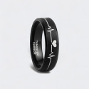 8 Bague mariage personnalisee tungstene noir battement de coeur