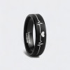 Bague mariage personnalisee tungstene noir battement de coeur