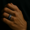 Bague mariage personnalisee tungstene noir battement de coeur