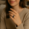 Bague mariage personnalisee tungstene noir battement de coeur
