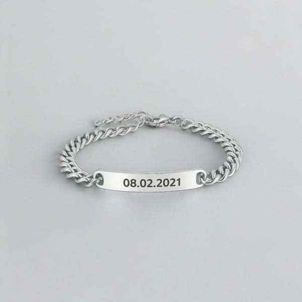 Bracelet personnalise chaine acier gourmette homme gravure personnalisee