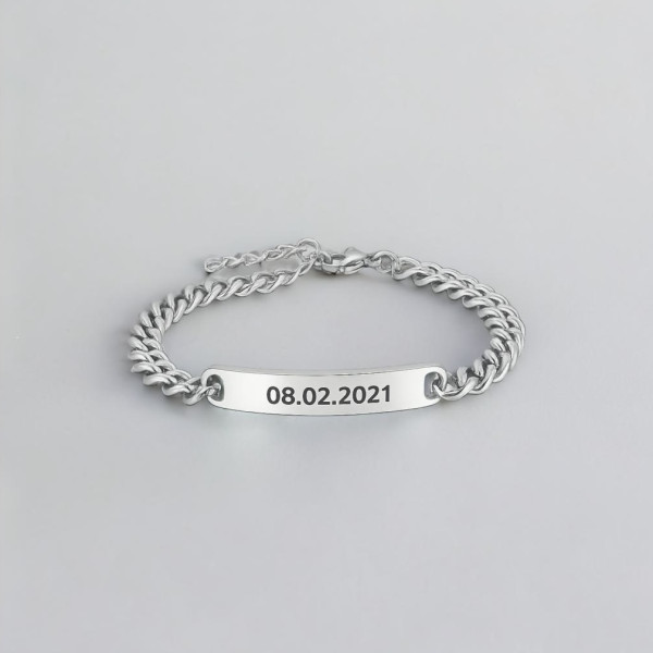 Bracelet personnalise chaine acier gourmette homme gravure personnalisee