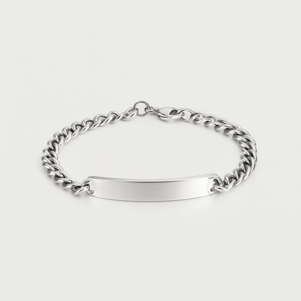 Bracelet personnalise chaine acier gourmette homme gravure personnalisee