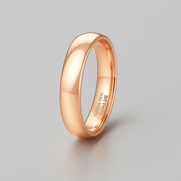 4R Bague mariage personnalisee alliance tungstene or rose
