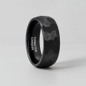 Customizable hammered tungsten men's wedding ring