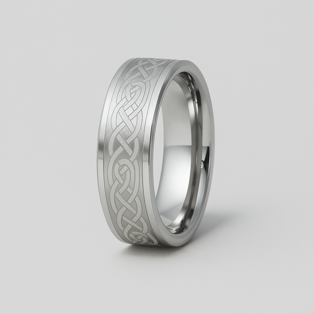 Men's customizable Celtic tungsten ring