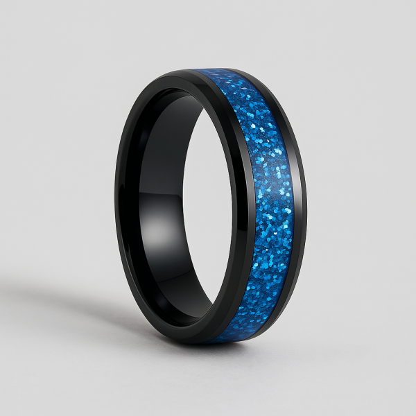 Bague personnalisee homme anneau mariage tungstene sable opale