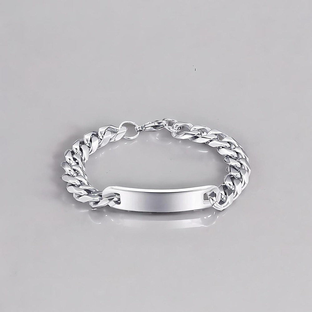 Dore Bracelet personnalise noir gourmette acier homme personnalisable