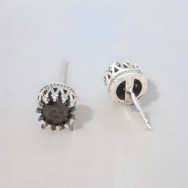 Boucles d'Oreilles Zirconium, Boucles d'Oreilles Rondes en Argent - una
