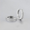 Rhodium Plated Sterling Silver Cubic Zirconia Inlay Hoop Earrings