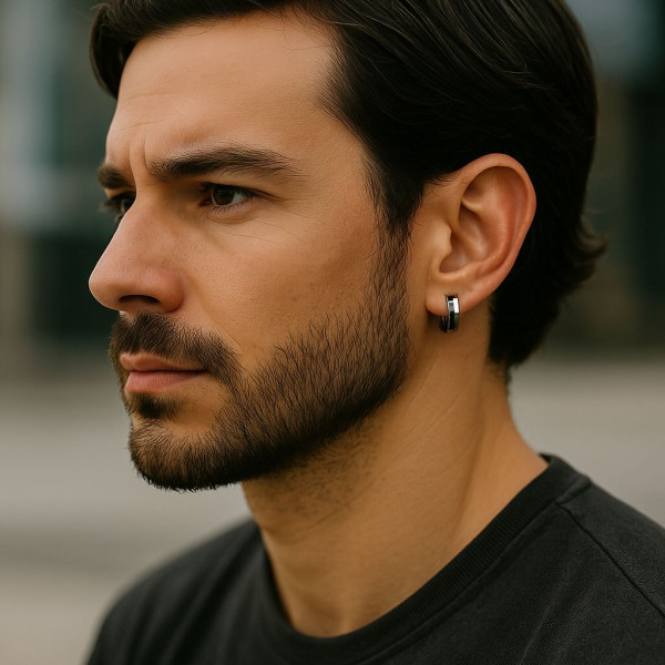 Boucles d'oreille argent creoles bicolore