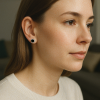 Boucles d'oreilles clous argent grecque resine noire homme femme