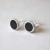 Boucles d'oreilles clous argent grecque resine noire homme femme