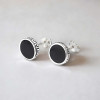 Boucles d'oreilles clous argent grecque resine noire homme femme