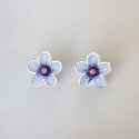 Boucles d'oreilles clous argent fleur bleue