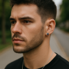 Men's Sterling Silver Black Onyx Stone Earrings