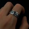 Bague argent anneau homme dragon tournant anti-stress