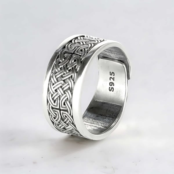 Open herenring van zilver met Keltisch patroon