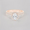 Bague de fiançailles femme double anneau argent zirconium ovale 3 couleurs