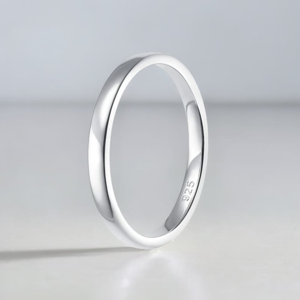 Bague alliance dome argent minimaliste homme femme