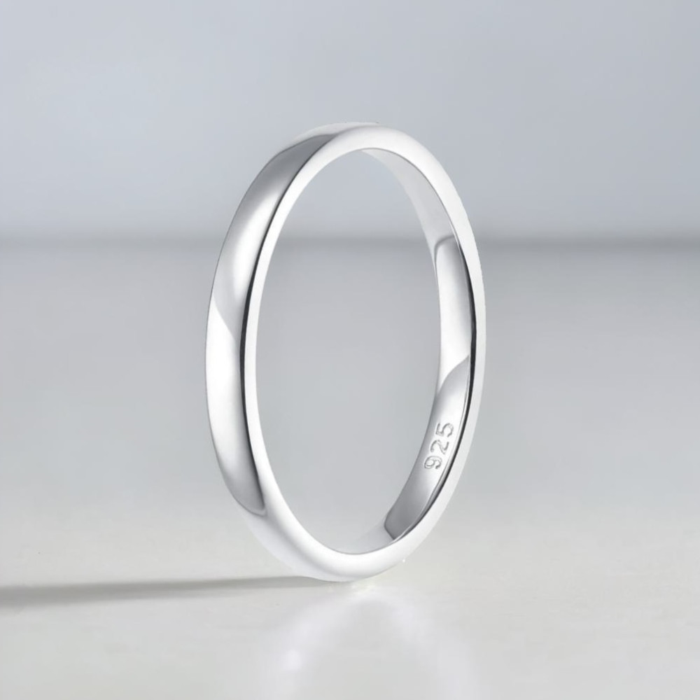 Bague alliance dome argent minimaliste homme femme