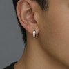 Silver rhodium plate hoop earrings for men and women