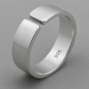 Men's Brushed Flat Sterling Silver Wedding Open Band Ring