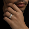 Bague ouverte homme anneau argent finition brosse