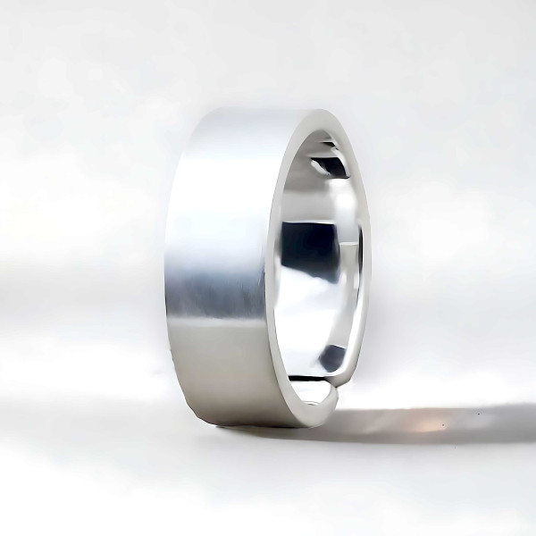 Bague ouverte homme anneau argent finition brosse
