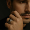 Bague argent chevaliere homme onyx noir motif celtique