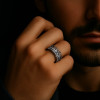 Zilveren antistressring voor heren, roterend Keltisch patroon