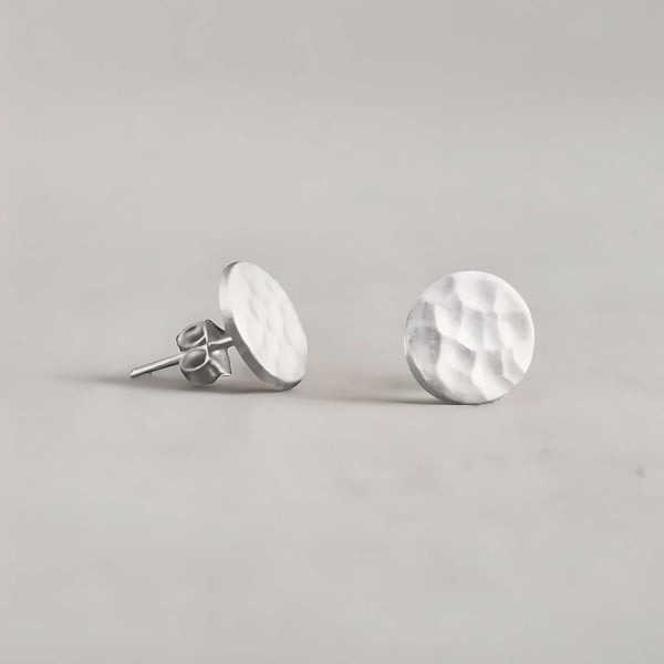 Boucles d'oreilles argent clous rond finition martele