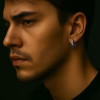 Boucles d'oreille argent tresse pentacle homme femme creoles punk star