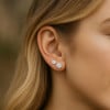 Boucles d'oreille clous homme argent zirconium - paire