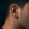 Boucles d'oreilles noir homme clous turquoise - paire