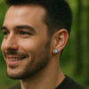 Boucles d'oreilles noir homme clous turquoise - paire