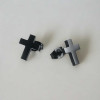 Boucles d'oreilles homme croix acier - paire