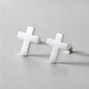 Boucles d'oreilles homme croix acier - paire