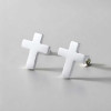 Boucles d'oreilles homme croix acier - paire