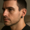 Boucles d'oreilles homme acier noir dragon